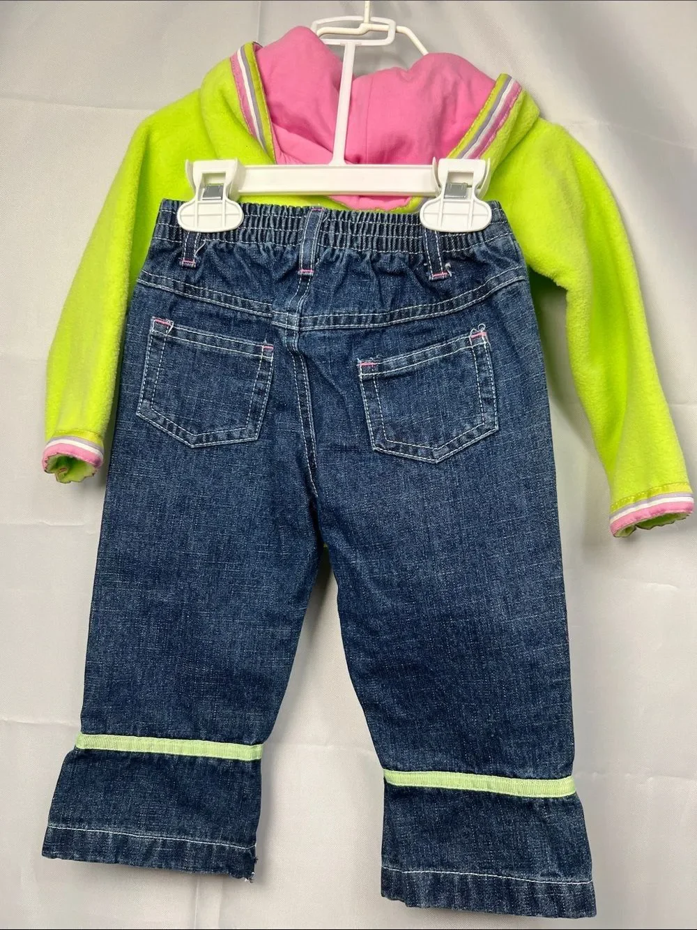 Dakota Blues bright fleece full zip hoodie & jeans floral appliqué matching set